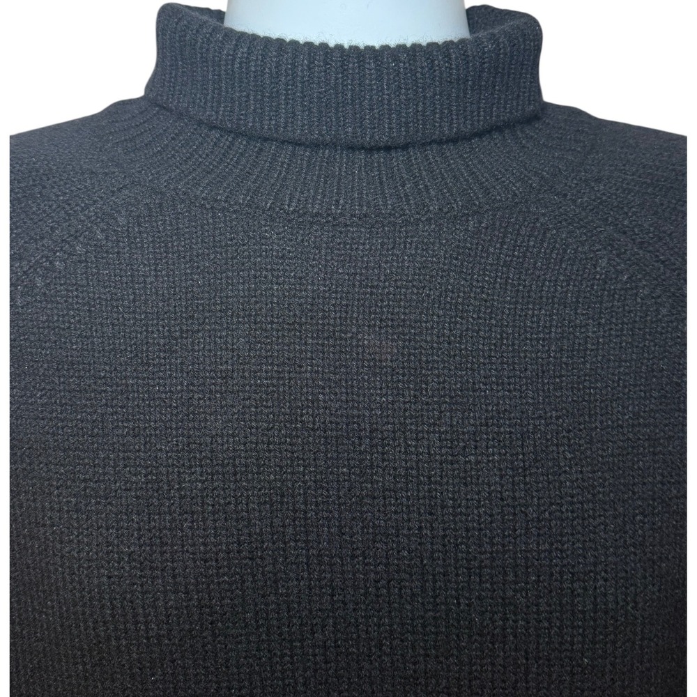 Garnet Hill Cashmere Turtleneck Sweater Womens XS Black Oversized Side Buttons - Picture 5 of 9